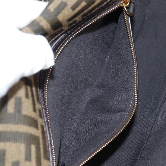 FENDI Zucca Canvas Mamma Bucket Shoulder Bag Sequin Brown Gold - Picture 14 of 14